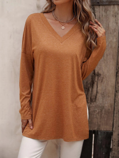 Top - V-Neck Long Sleeve Slit