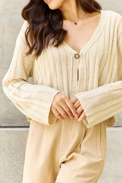 Cardigan - "POL" Semi Cropped Ribbed