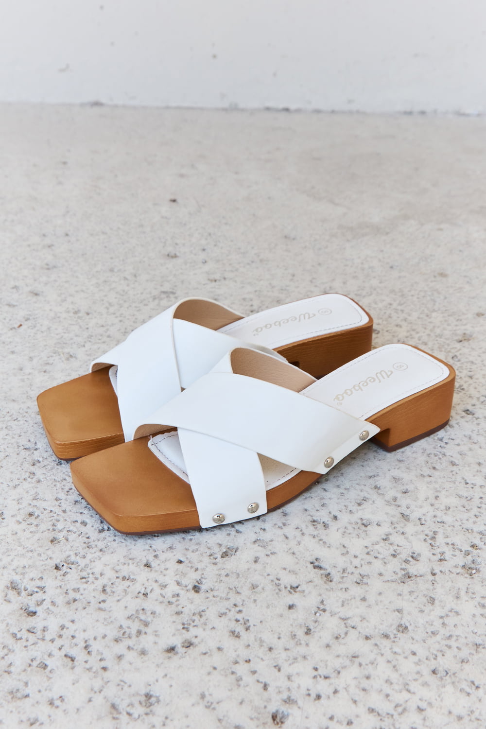 Sandals - "Weeboo" Criss Cross Wooden Clog Mule