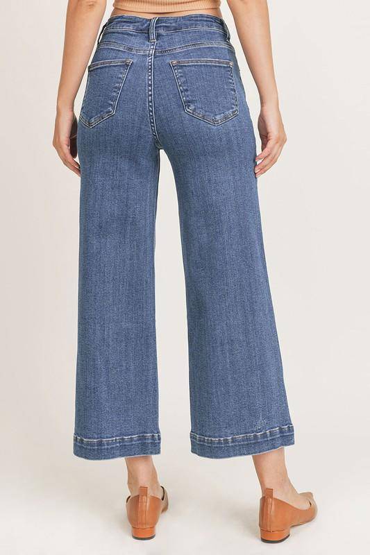 Risen High Rise Cropped Wide Leg Jeans