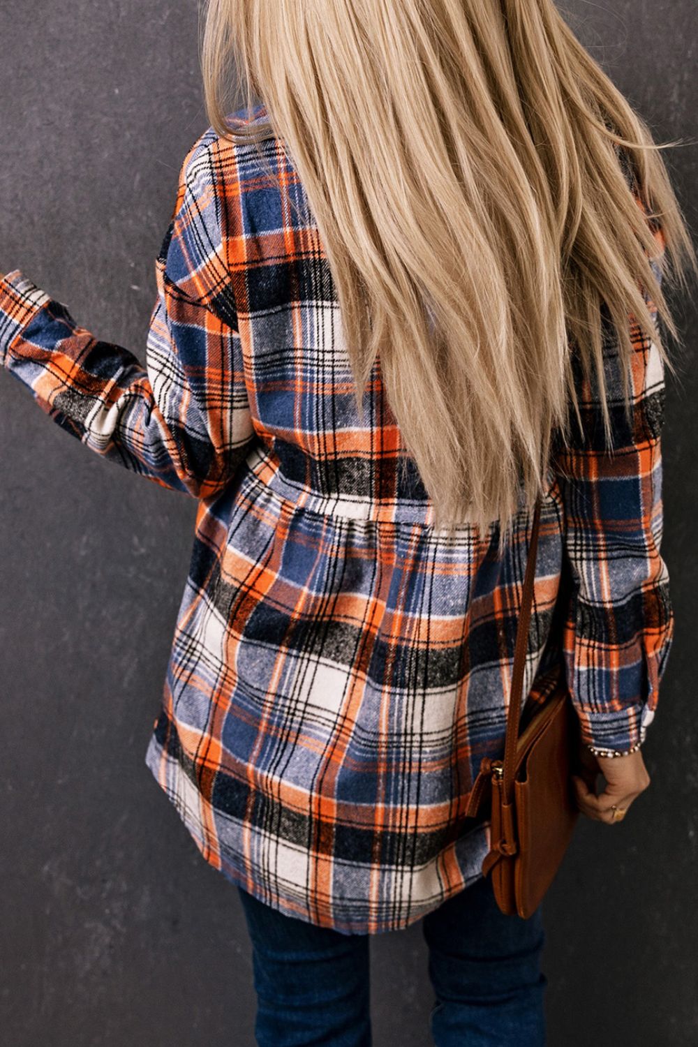 Top - Plaid Button-Front Peplum