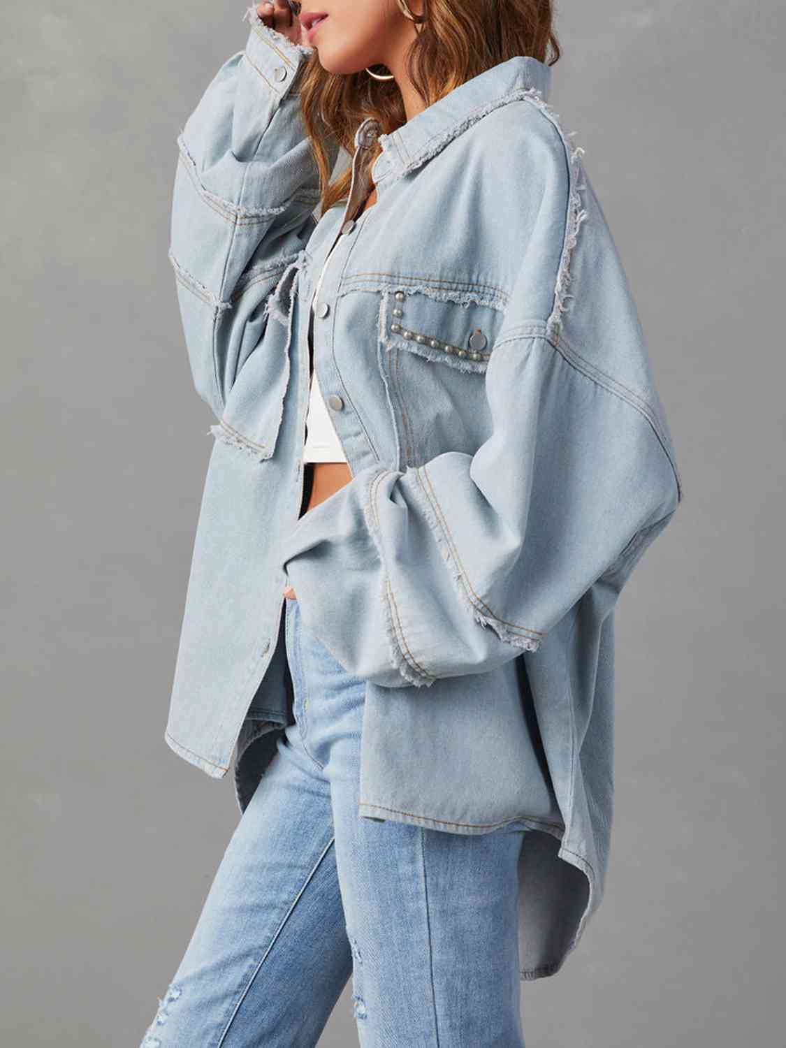 Jacket - Button Down Raw Hem Denim