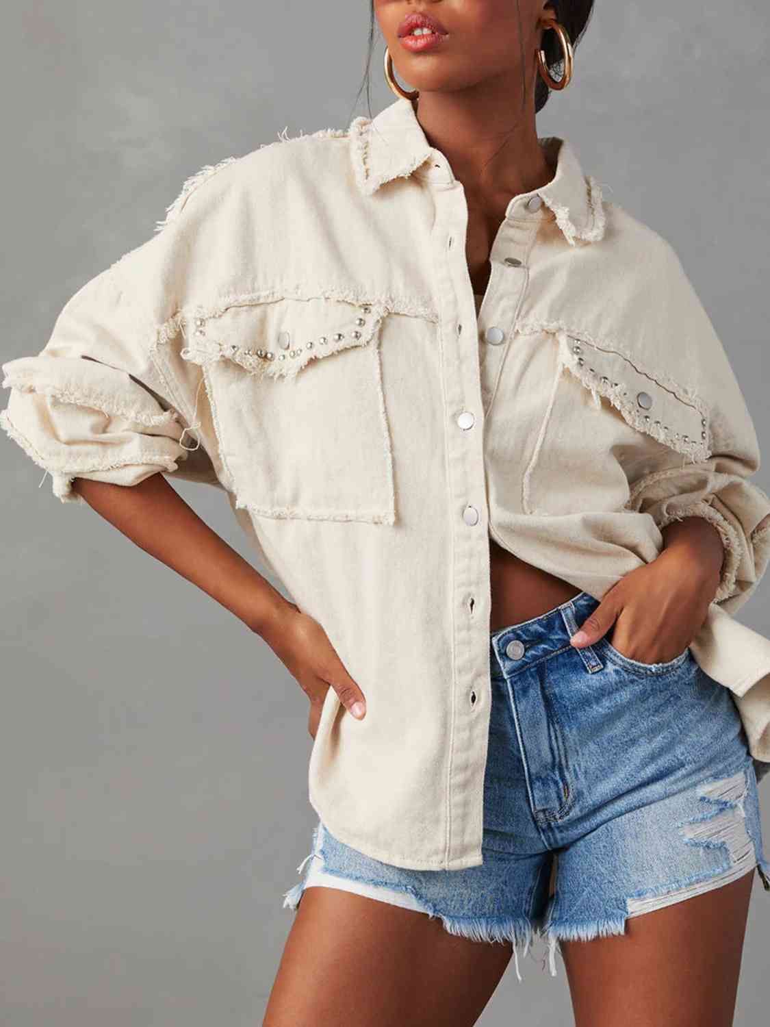 Jacket - Button Down Raw Hem Denim